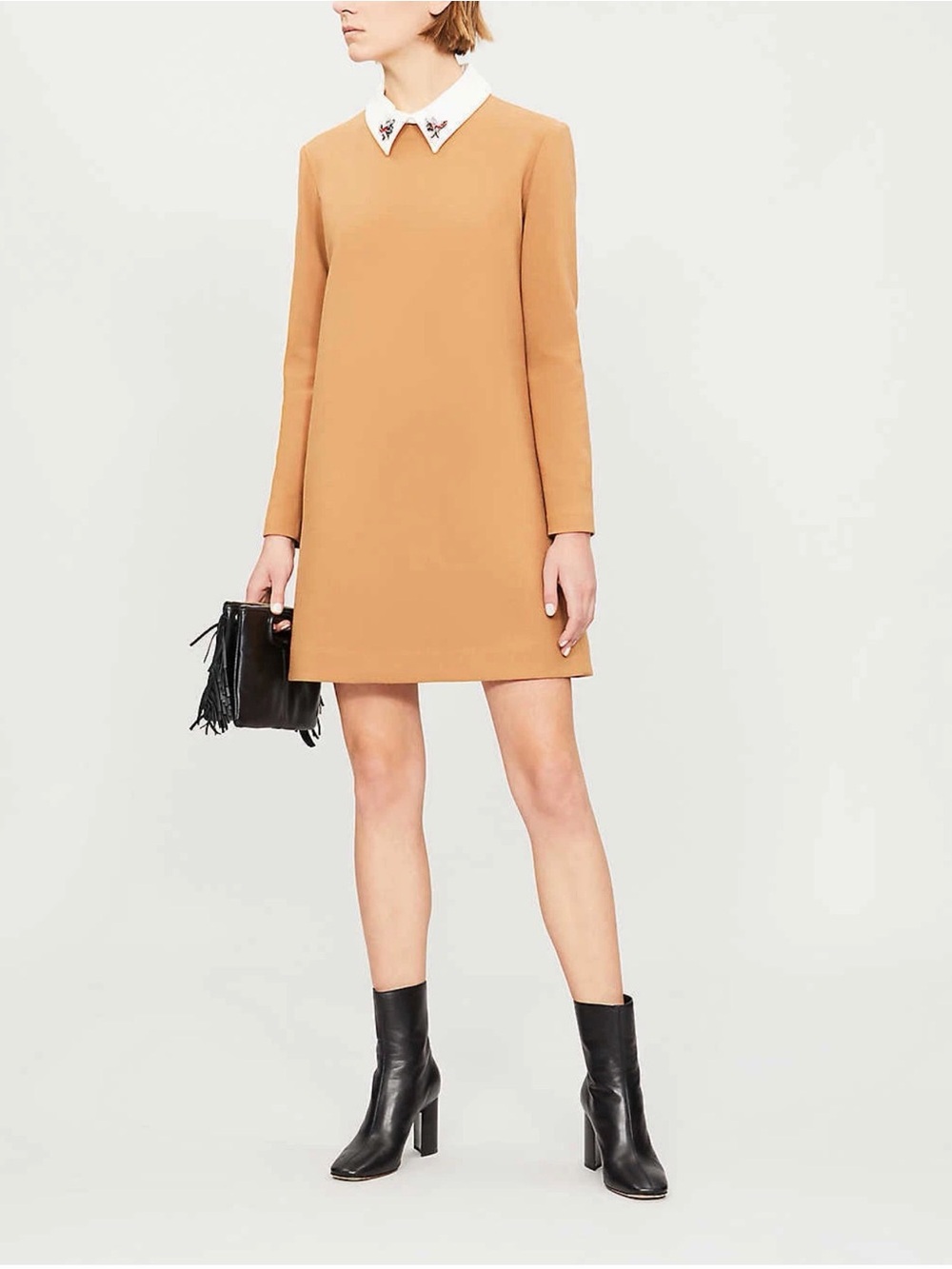 Maje ‘Ragone’ Embellished Collar Twill Mini Dress NWT